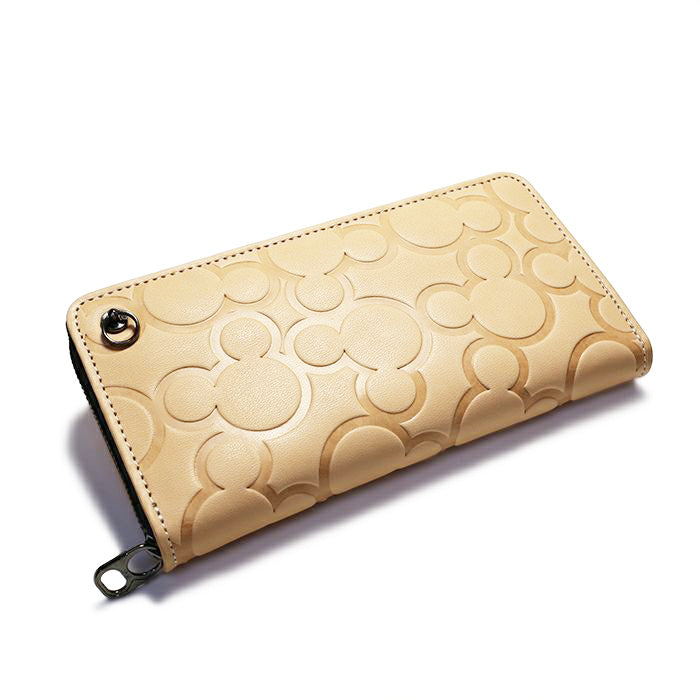 Mickey Mouse Big Icon Zipper Long Wallet/Long Wallet - Natural Leather -