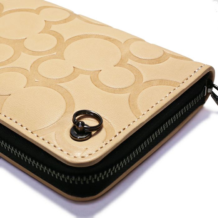 Mickey Mouse Big Icon Zipper Long Wallet/Long Wallet - Natural Leather -