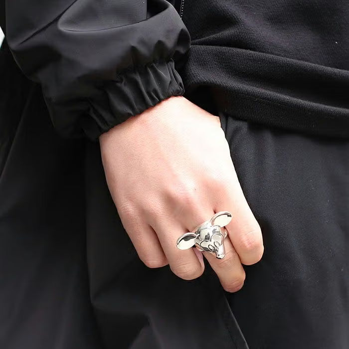 Mickey Mouse Face Ring - Silver Medium
