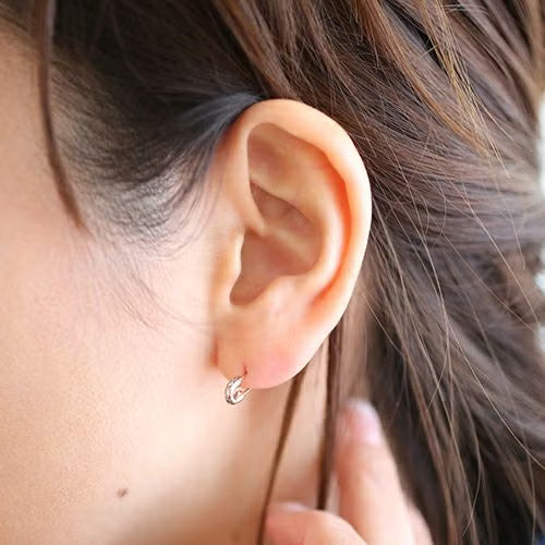 Safety Pin Diamond Earrings - 10K White Gold / Single Ear