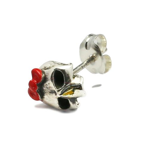 Hello Kitty Skull Face Earring - Silver