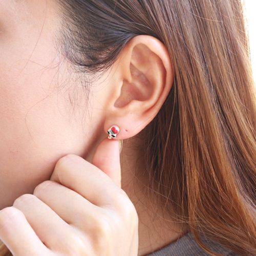 Hello Kitty Skull Face Earring - Silver