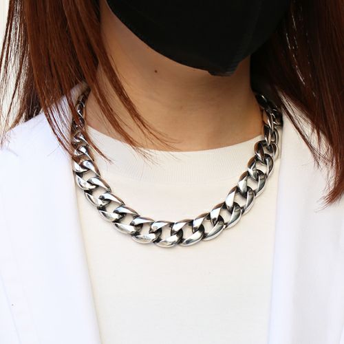 Classic Necklace: Curb Chain – Black Diamond – 50cm