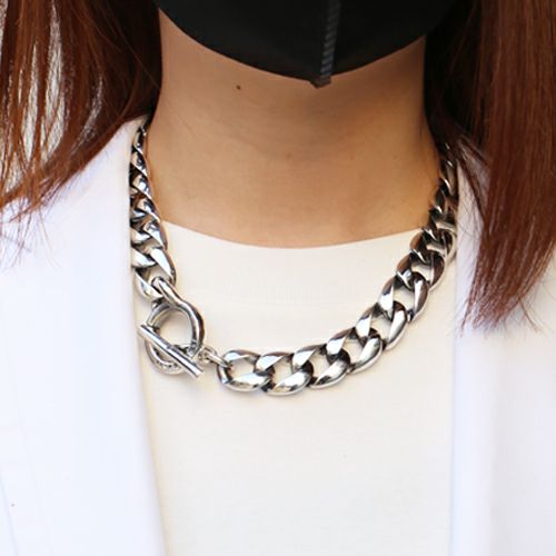 Classic Necklace: Curb Chain – Black Diamond – 50cm