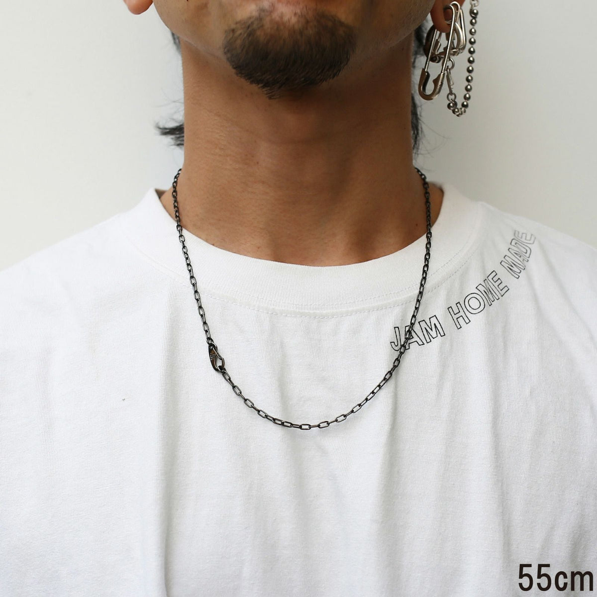Magatama Simple Chain Necklace & Bracelet - Black