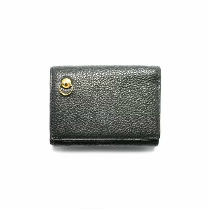 Cowhide Leather REIWA Compact Mini Wallet Eyelet Tri-fold Wallet / Fragment Case