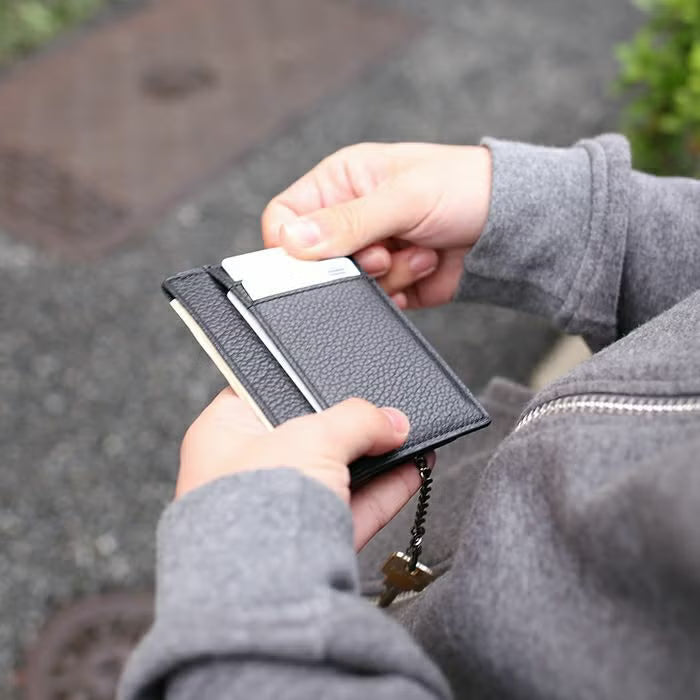 Cowhide Leather REIWA Compact Mini Wallet Oval Mini Wallet / Fragment Case
