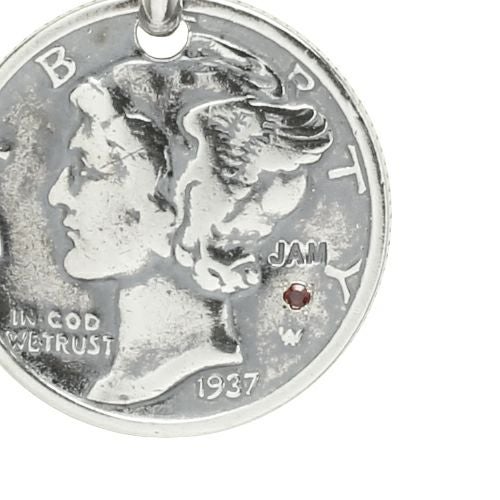 [Birthstone] Vintage Mercury Coin Necklace - Silver / Birthstone