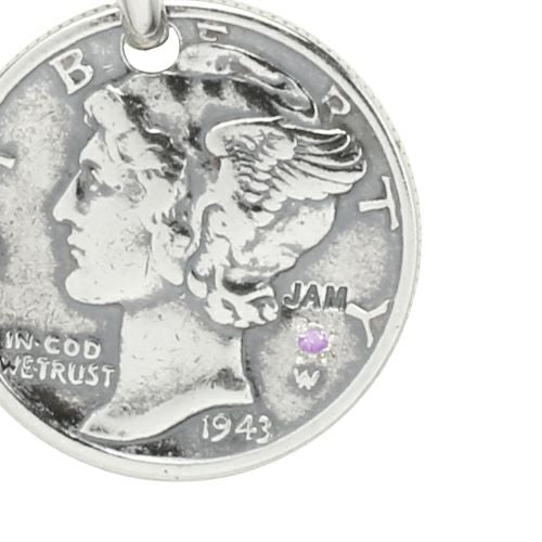 [Birthstone] Vintage Mercury Coin Necklace - Silver / Birthstone