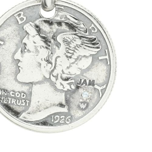 [Birthstone] Vintage Mercury Coin Necklace - Silver / Birthstone