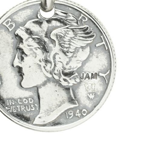 [Birthstone] Vintage Mercury Coin Necklace - Silver / Birthstone