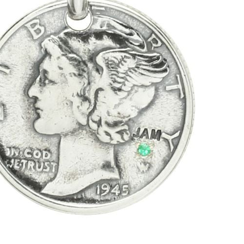 [Birthstone] Vintage Mercury Coin Necklace - Silver / Birthstone
