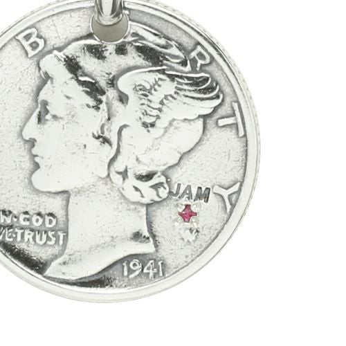 [Birthstone] Vintage Mercury Coin Necklace - Silver / Birthstone