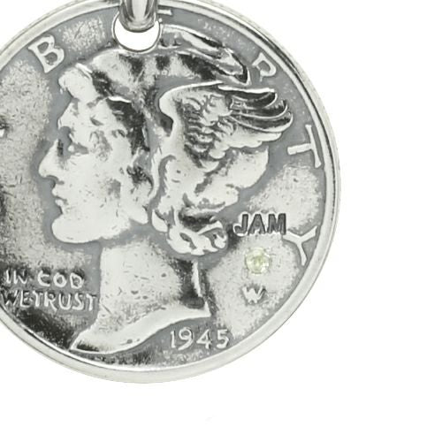 [Birthstone] Vintage Mercury Coin Necklace - Silver / Birthstone