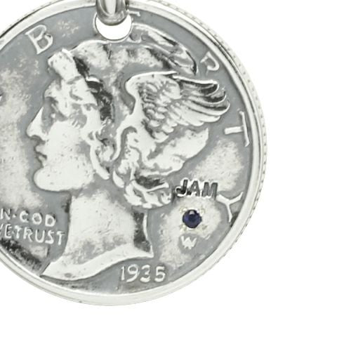 [Birthstone] Vintage Mercury Coin Necklace - Silver / Birthstone