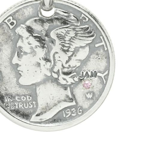 [Birthstone] Vintage Mercury Coin Necklace - Silver / Birthstone