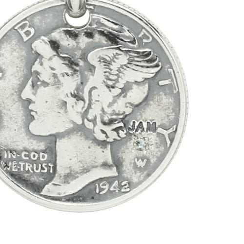 [Birthstone] Vintage Mercury Coin Necklace - Silver / Birthstone