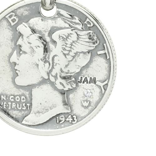 [Birthstone] Vintage Mercury Coin Necklace - Silver / Birthstone