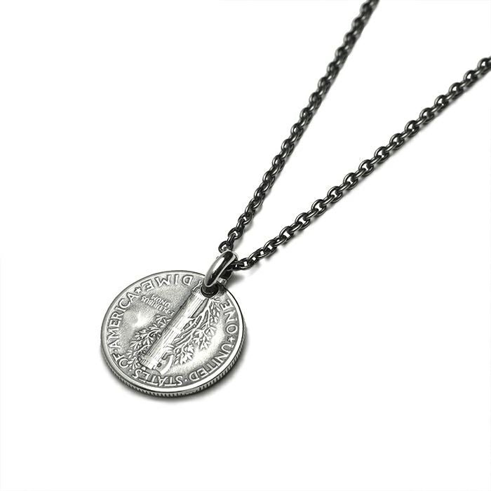 [Birthstone] Vintage Mercury Coin Necklace - Silver / Birthstone