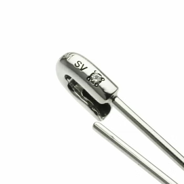 Birthstone Safety Pin Earring M - Silver (Single Ear)