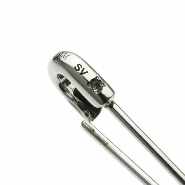 Birthstone Safety Pin Earring M - Silver (Single Ear)