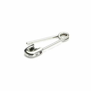 Birthstone Safety Pin Earring S - Silver (Single Ear)