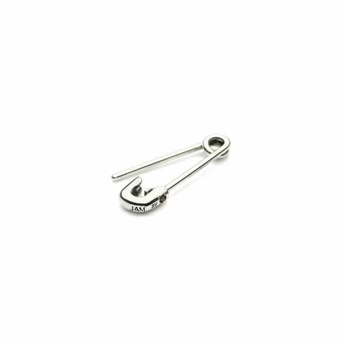 Birthstone Safety Pin Earring XS - Silver (Single Ear)