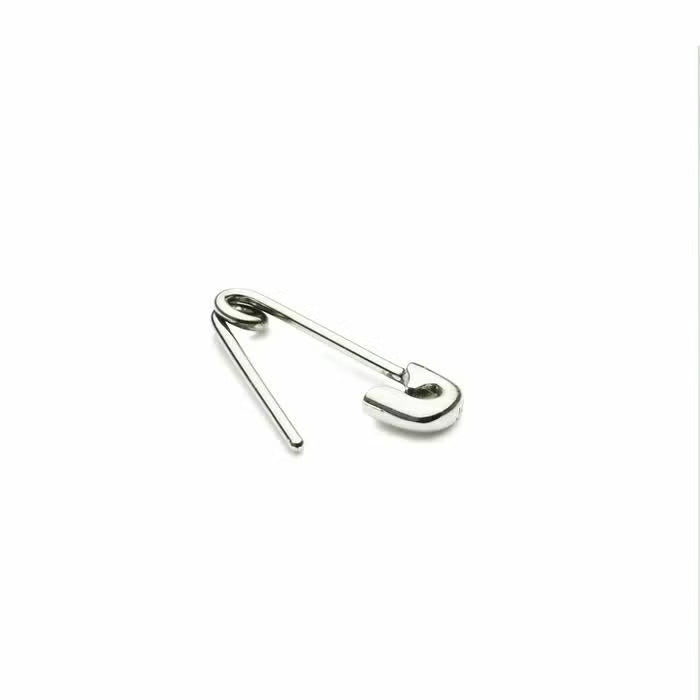 Birthstone Safety Pin Earring XS - Silver (Single Ear)