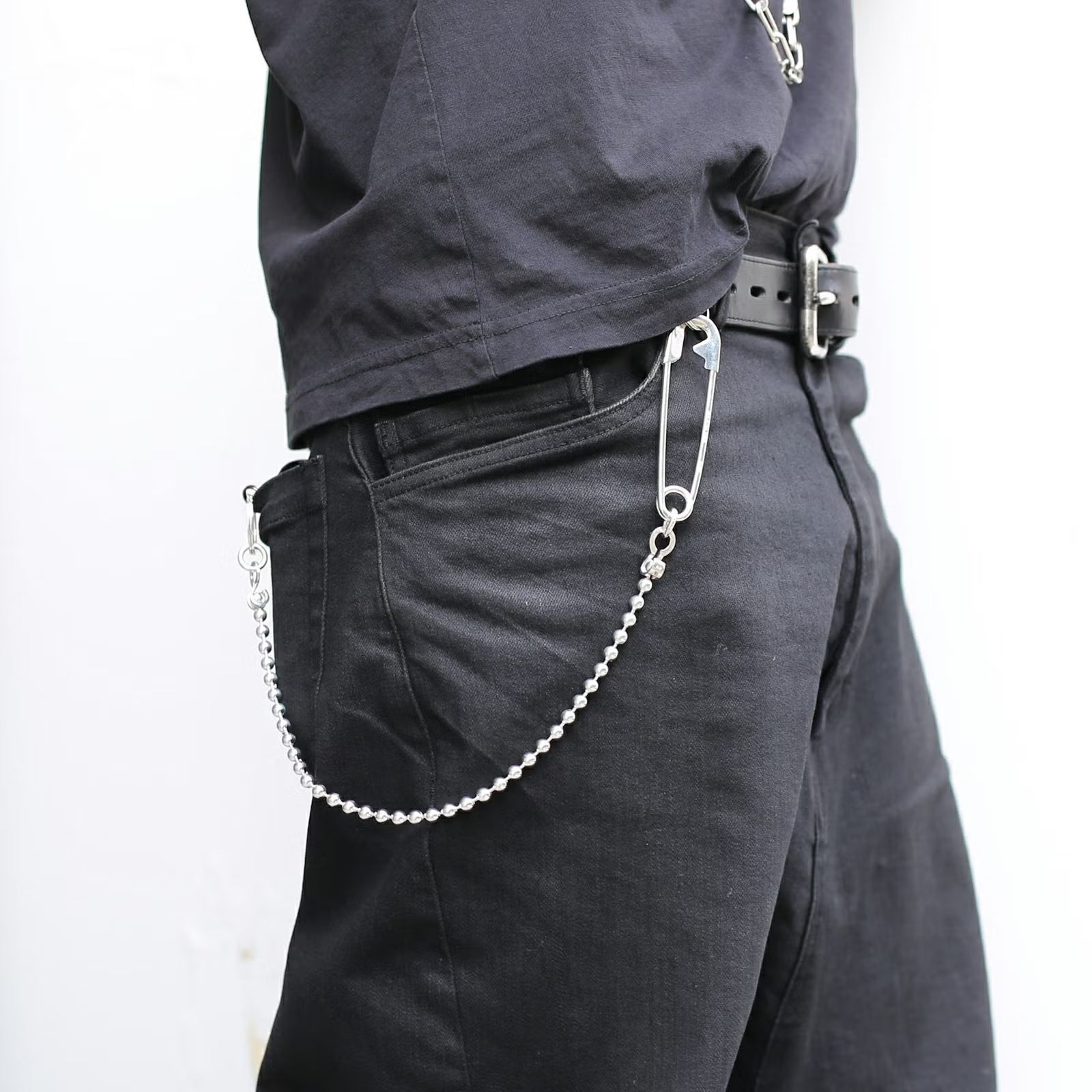 Safety Pin Ball Wallet Chain M - 925 Silver