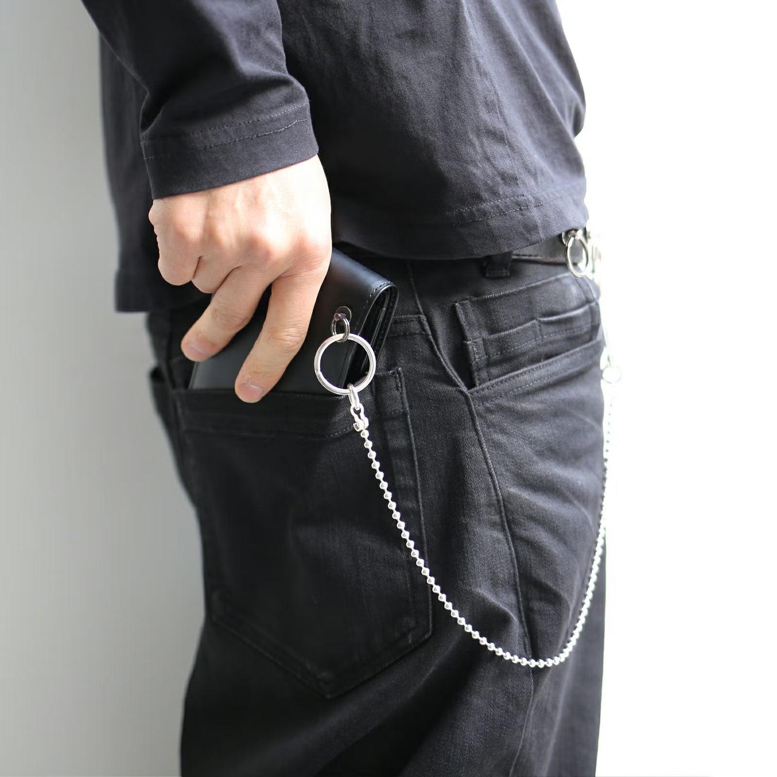 Safety Pin Ball Wallet Chain S - 925 Silver