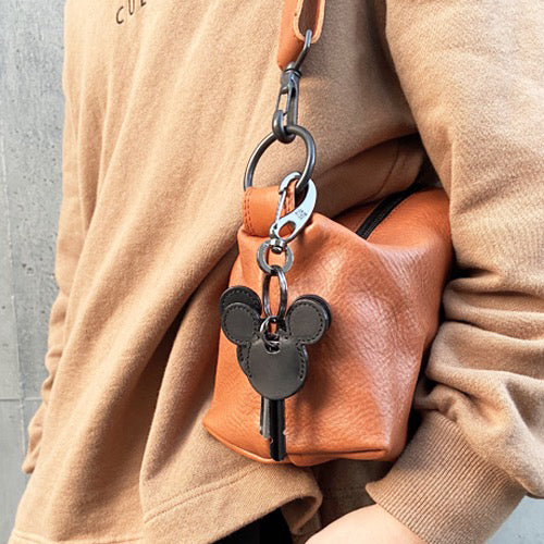 Mickey Mouse Leather Key Holder Cover / Carabiner Type