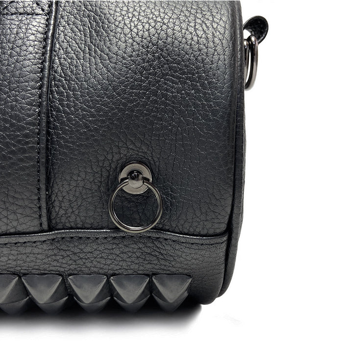 ENDURE Leather Studded 2-Way Drum Bag Shoulder Bag S - Black