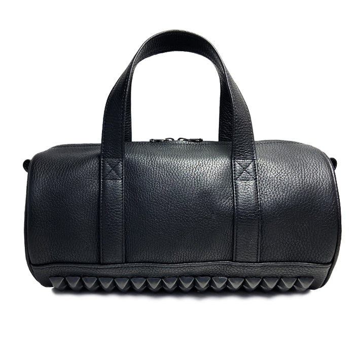 ENDURE Leather Studded 2-Way Drum Bag Shoulder Bag S - Black