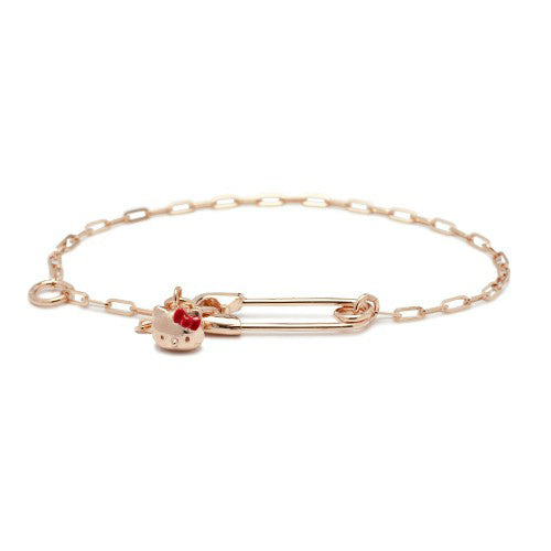Hello Kitty Safety Pin Bracelet - Pink Gold