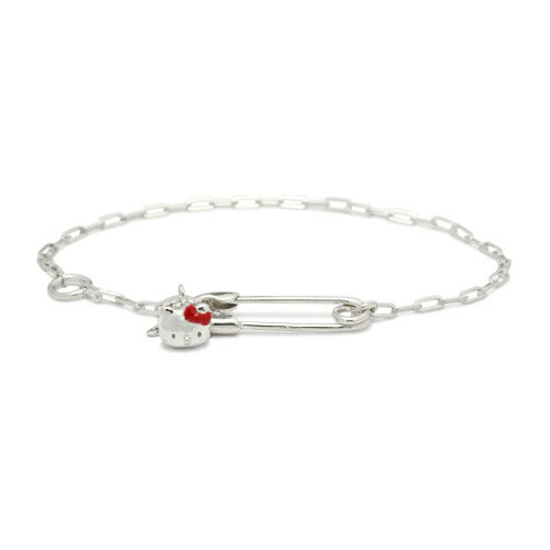 Hello Kitty Safety Pin Bracelet - Silver