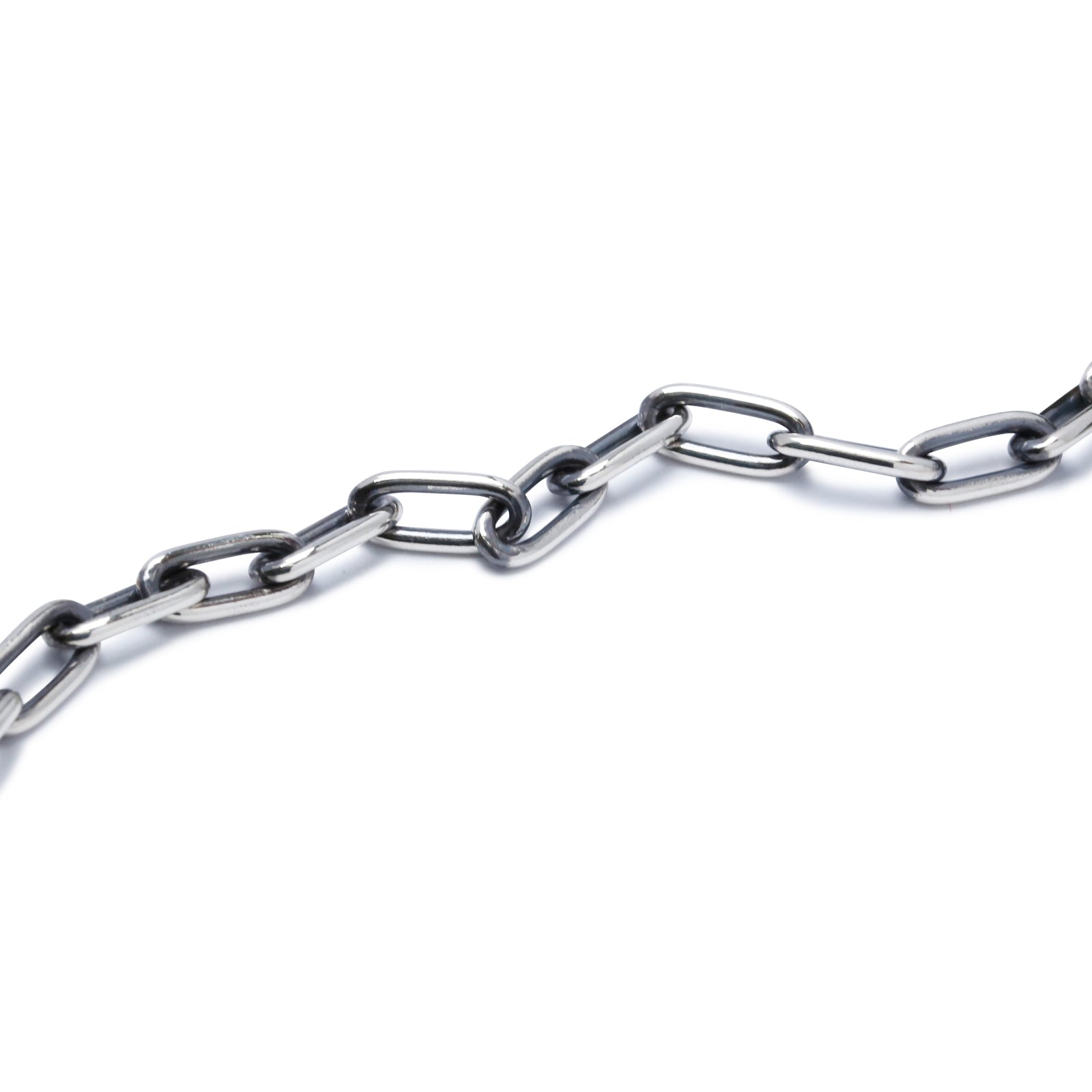 Long Safety Pin Azuki Chain Diamond Bracelet M - Silver (Smoked Finish)