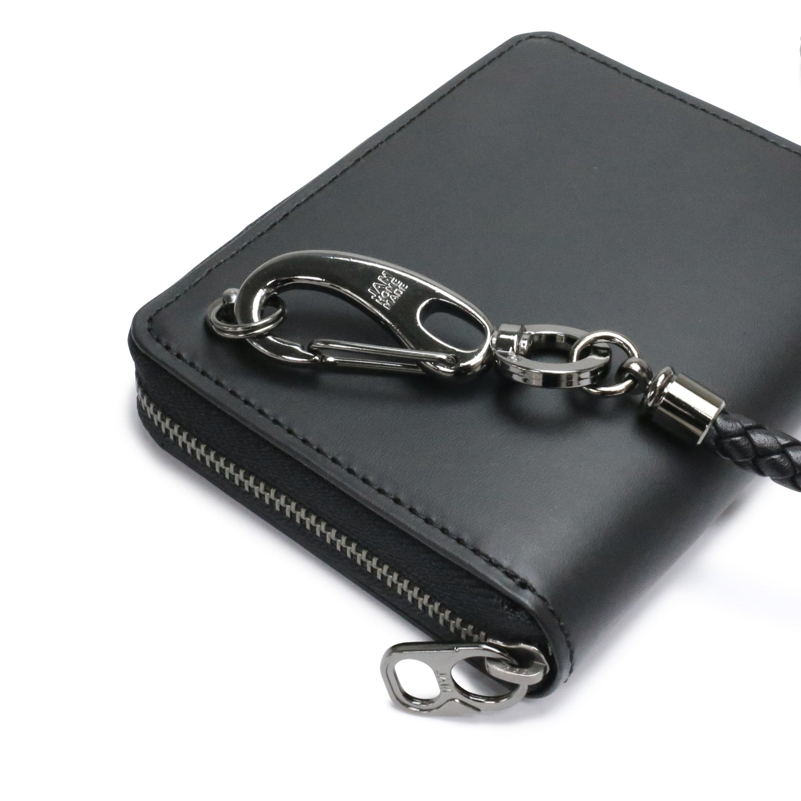 Braided Leather Wallet Cord - Black