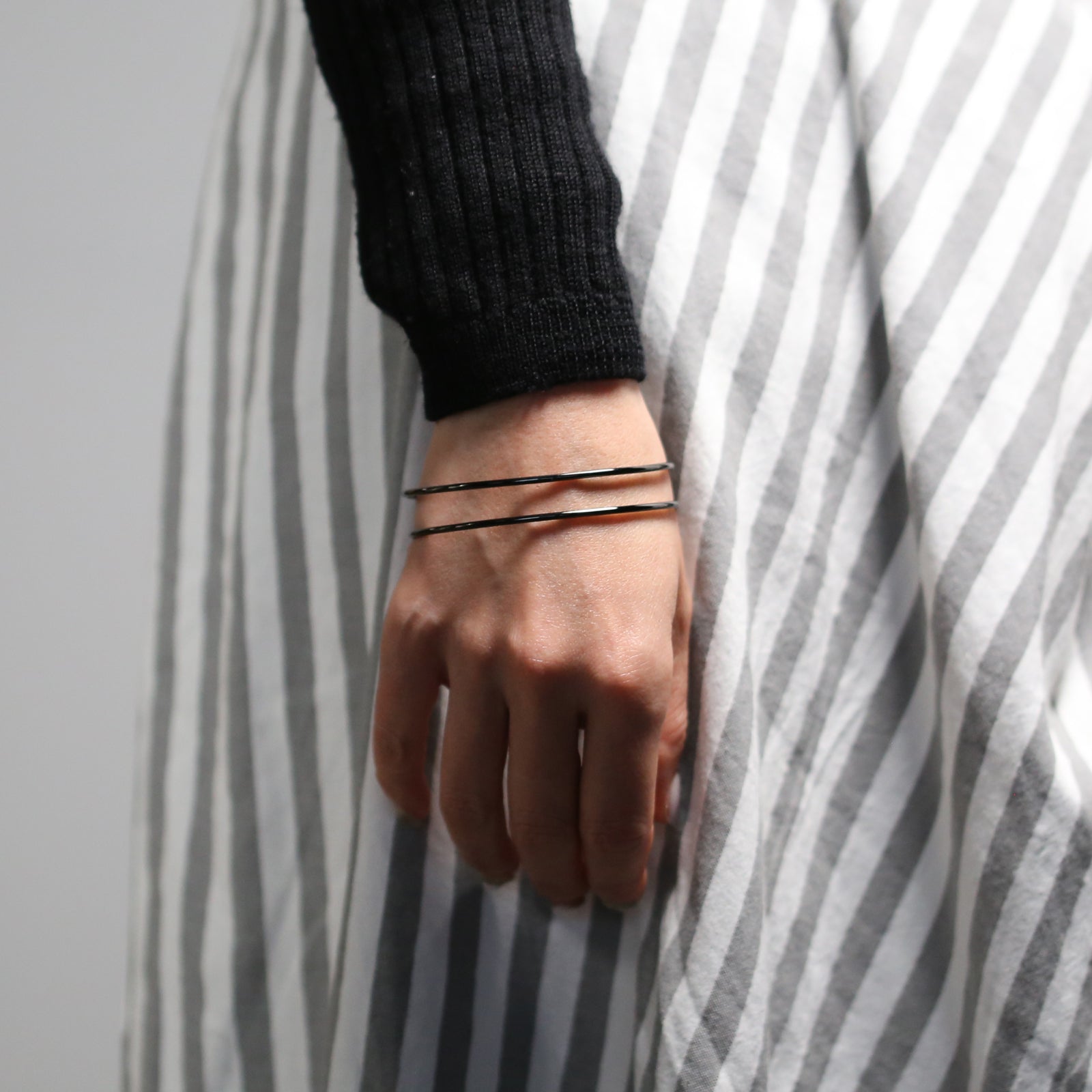 Safety Pin Bangle - Black