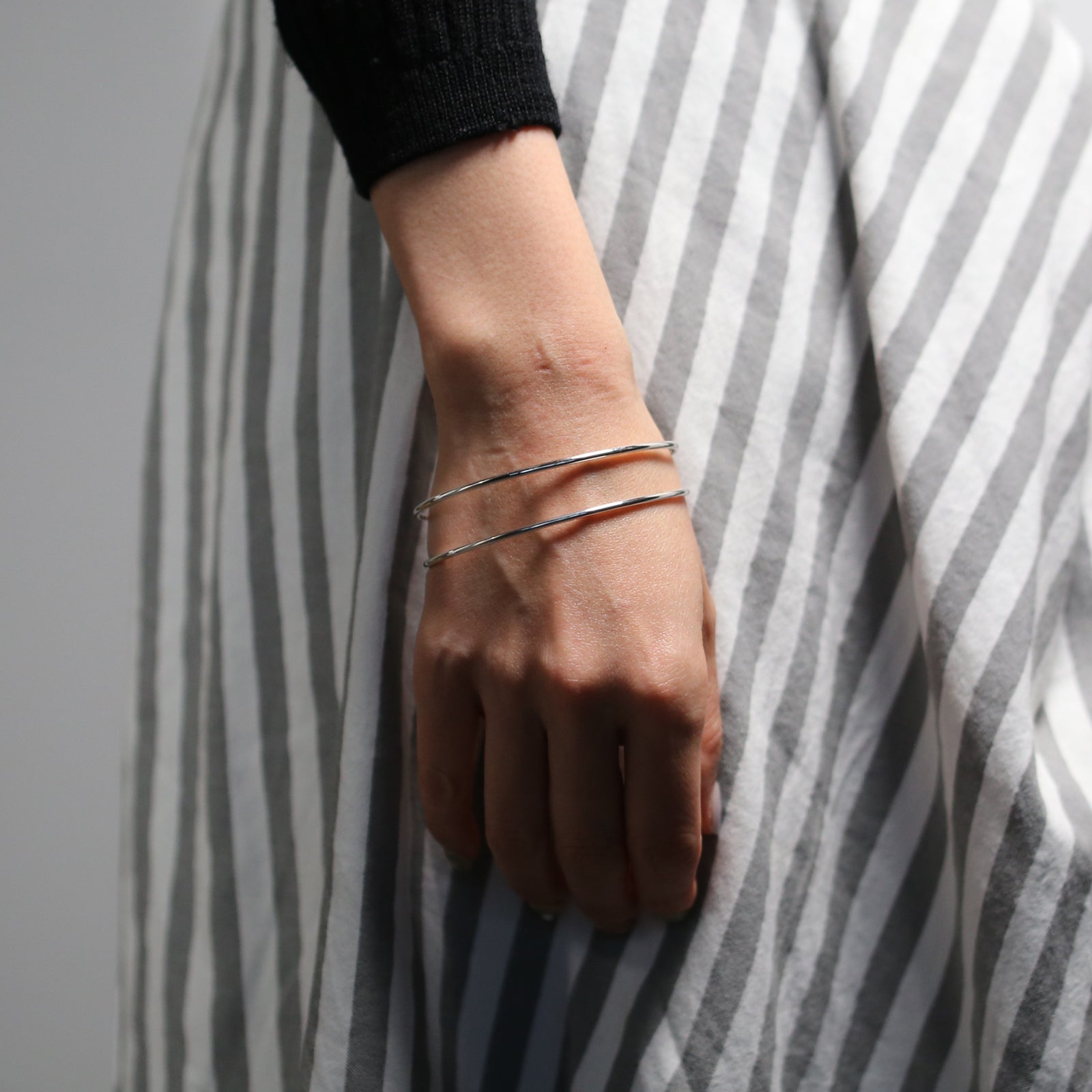 Safety Pin Bangle - Silver