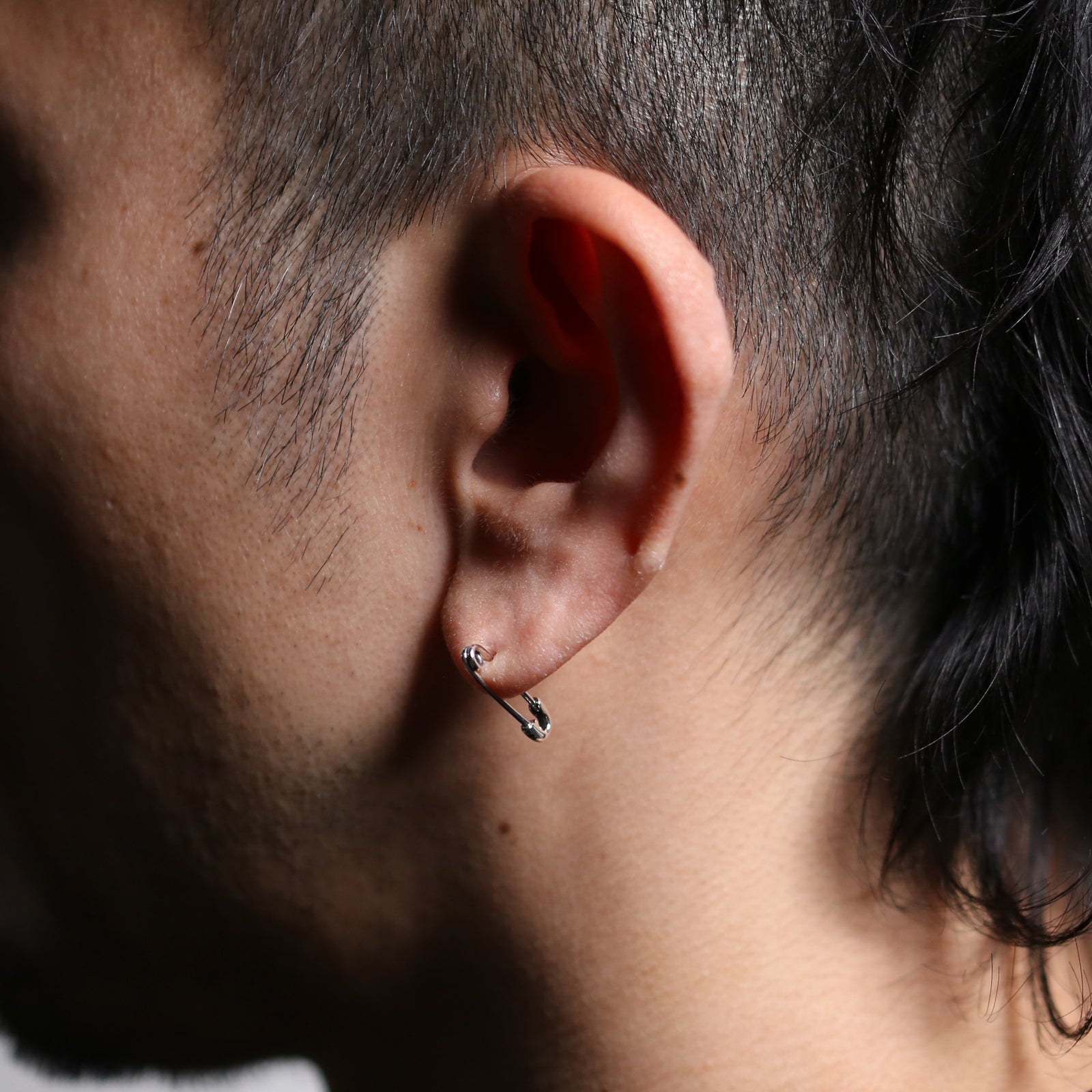 Safety Pin Diamond Earrings XS - Silver / Single Ear