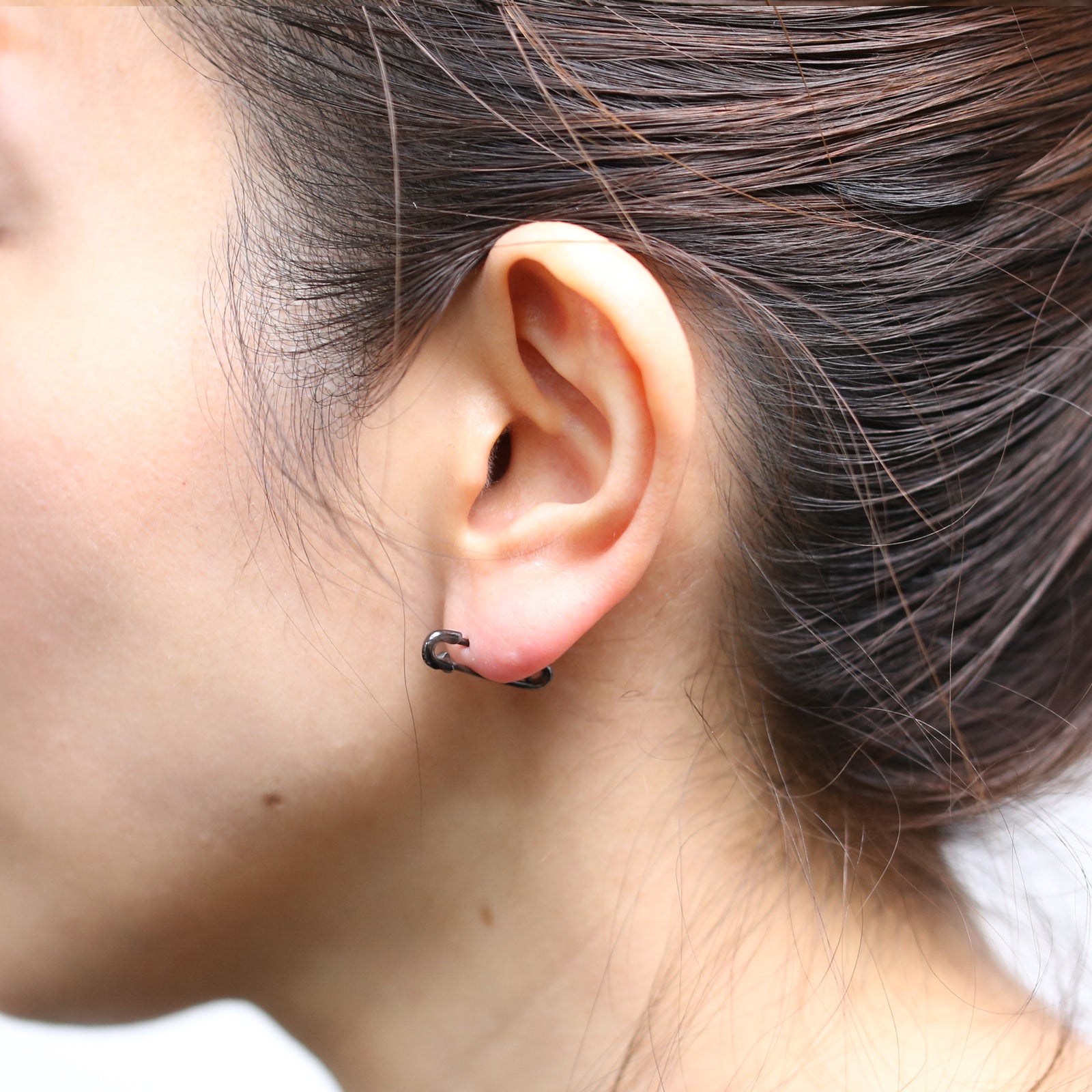 Safety Pin Diamond Earrings XS - Black / Single Ear