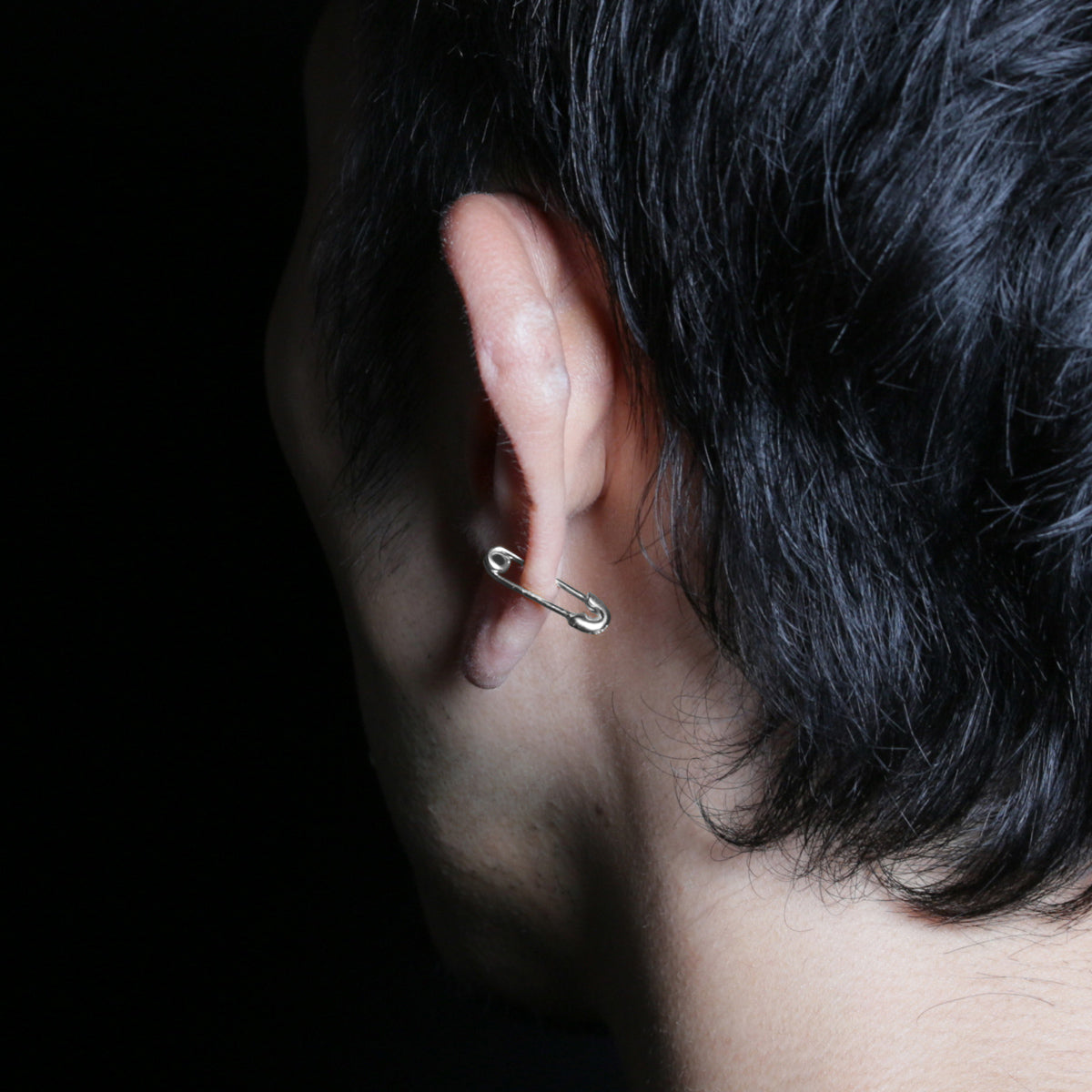 Safety Pin Diamond Earrings XS - Silver (Mirror Finish) / Single Ear