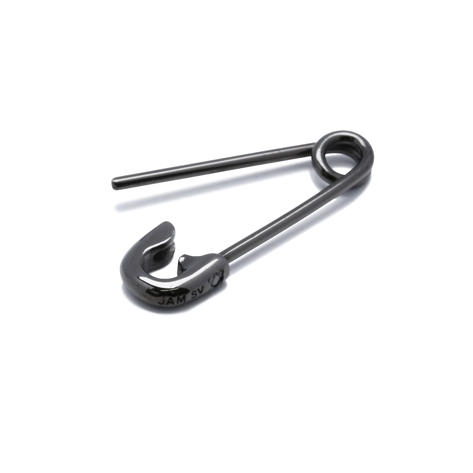 Safety Pin Diamond Earrings S - Black / Single Ear