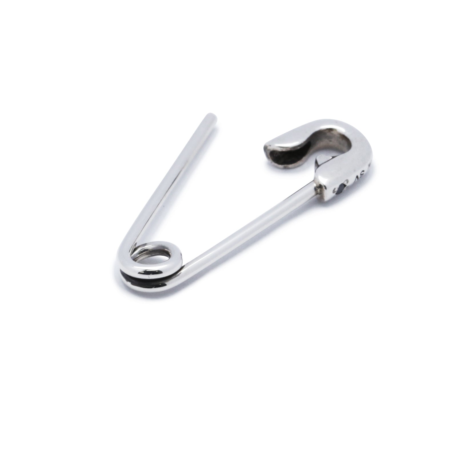 別針式鑽石耳環 S - 銀色（煙燻色）/ 單隻