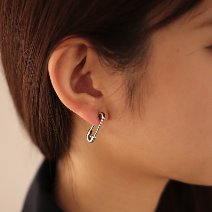 別針式鑽石耳環 S - 銀色（煙燻色）/ 單隻