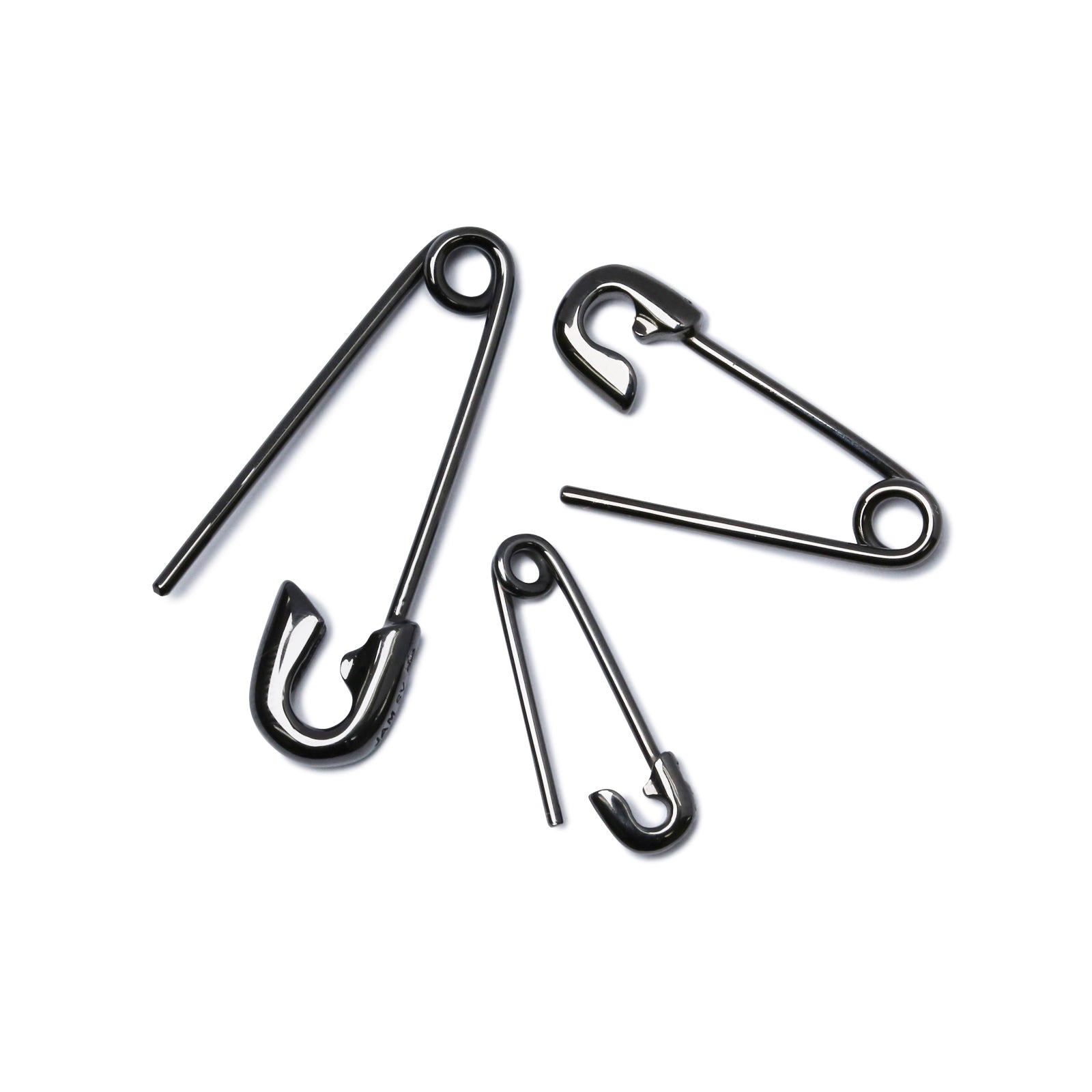 别针钻石耳环 S - 黑色 / 单只