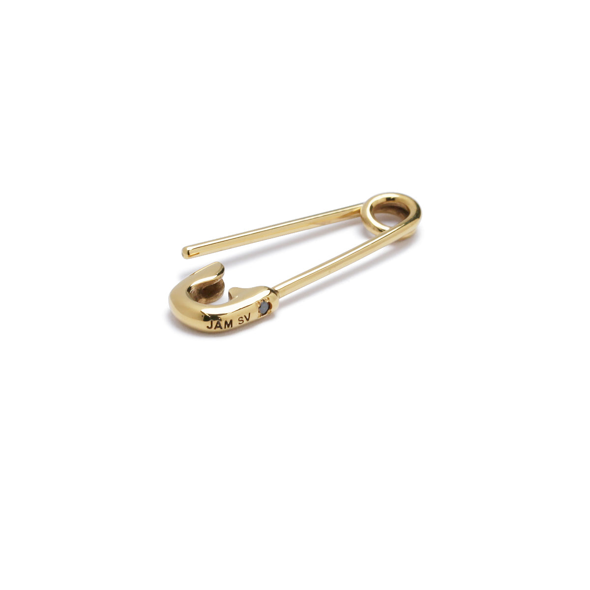 Safety Pin Diamond Earrings S - Gold / Single Ear