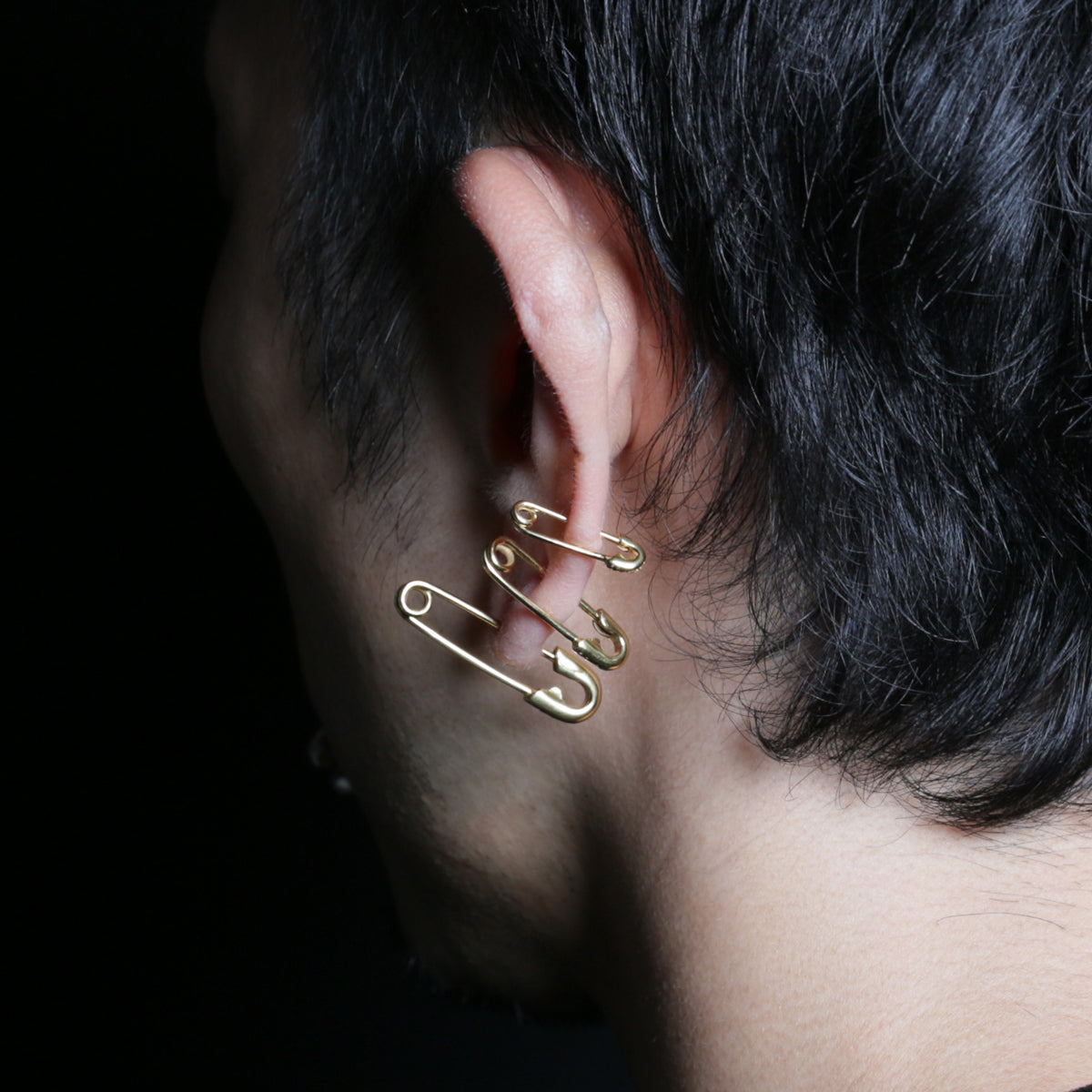 别针钻石耳环 S - 金色 / 单只