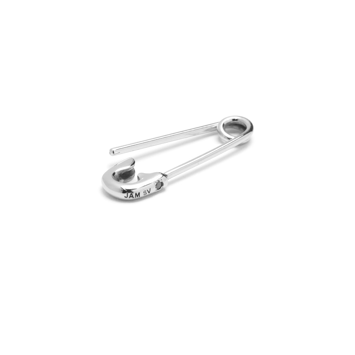 Safety Pin Diamond Earrings S - Silver (Mirror Finish) / Single Ear