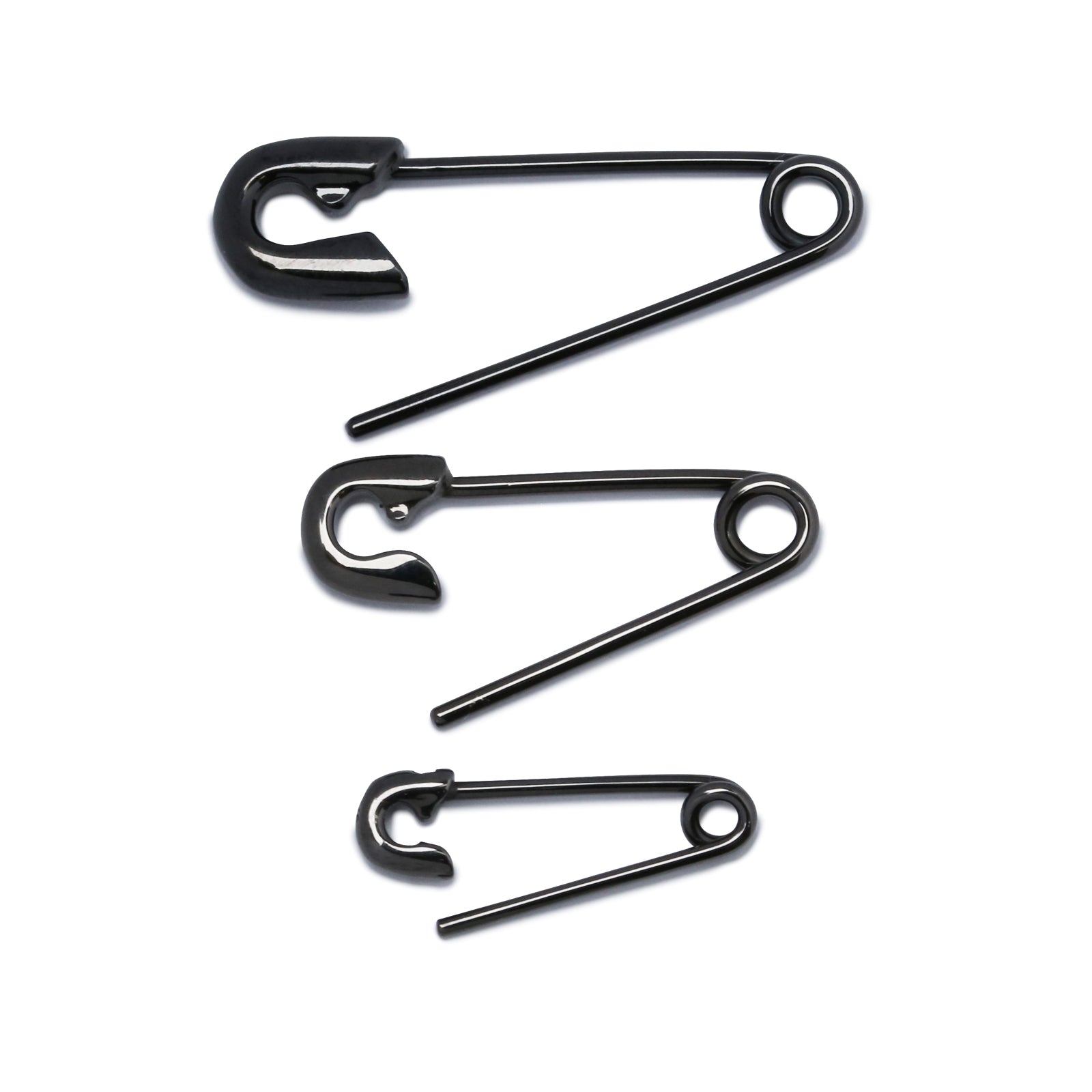 別針鑽石耳環 M - 黑色 / 單隻